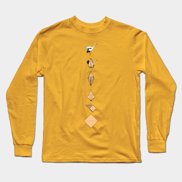 Origami Paper Crane Funny Evolution Art Long Sleeve T-Shirt by USProudness